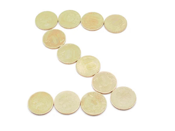 Cartas de monedas sobre fondo blanco — Foto de Stock