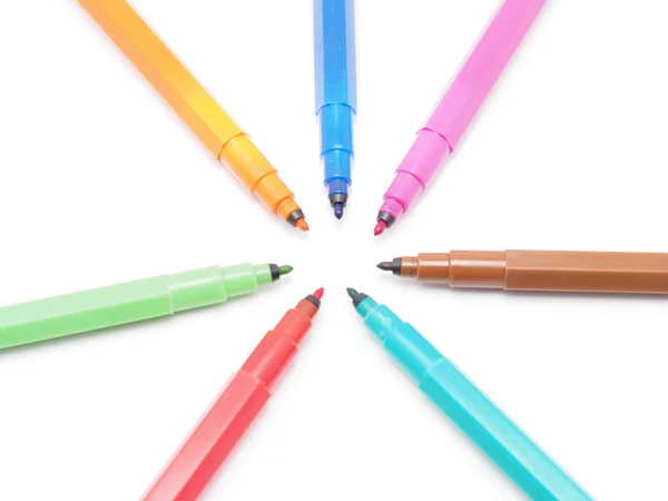 Felt-tip pens on a white background — Stock Photo, Image