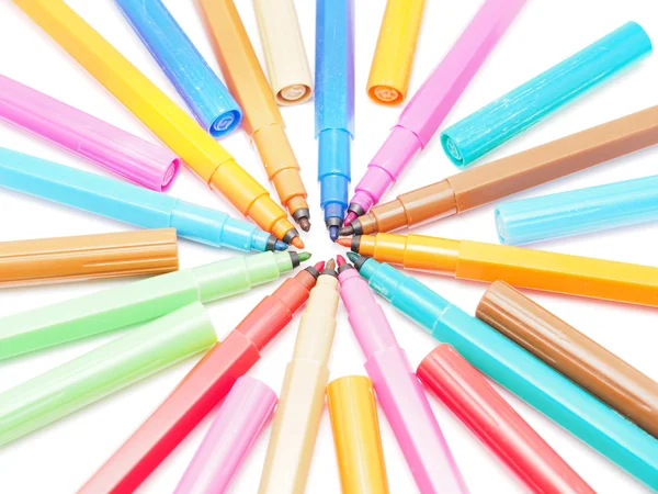 Felt-tip pens on a white background — Stock Photo, Image