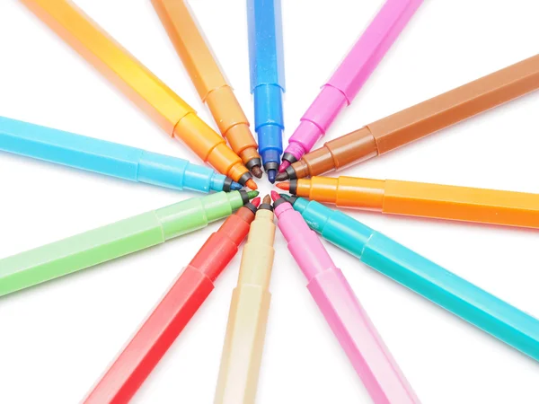 Felt-tip pens on a white background — Stock Photo, Image