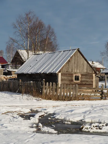 Взимку село — стокове фото