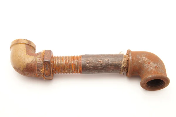 Old a pipe on a white background — Stok fotoğraf