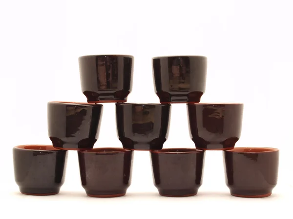 Zwarte keramische koppen — Stockfoto