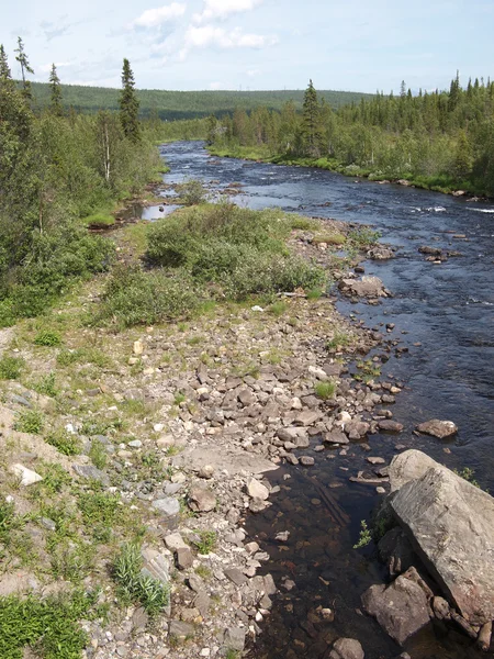 Côte de la rivière au printemps. Carélie, Russie — Photo