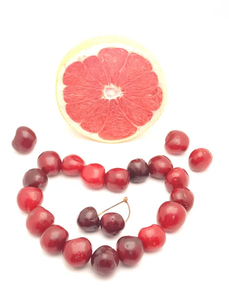 桜とグレープ フルーツの心 — ストック写真