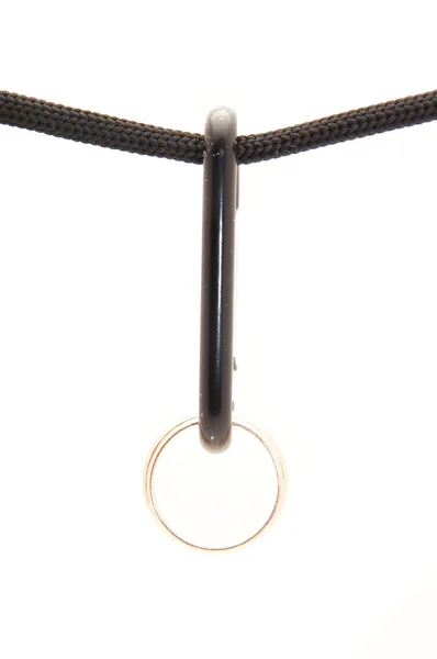Carabina e anel sobre um fundo branco — Fotografia de Stock