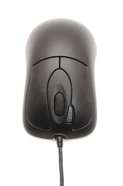 白い背景に黒いコンピュータのマウス — ストック写真