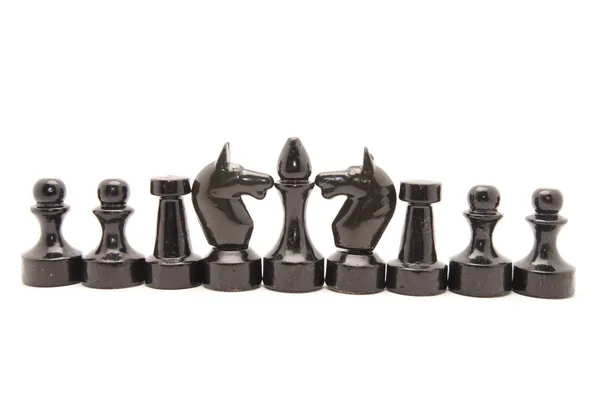 Black chess on white background — Stock Photo, Image