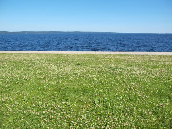 See, Himmel und Gras — Stockfoto