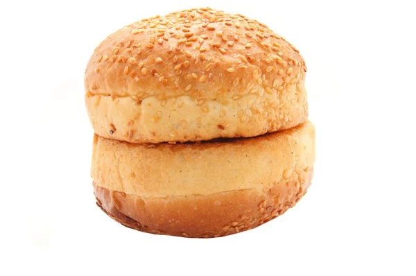 Bun with sesame seeds on a white background — Stock Photo, Image