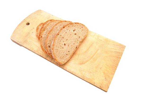 Pão e placa de cozinha em um fundo branco — Fotografia de Stock