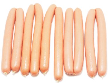 Beyaz arkaplanda sosis