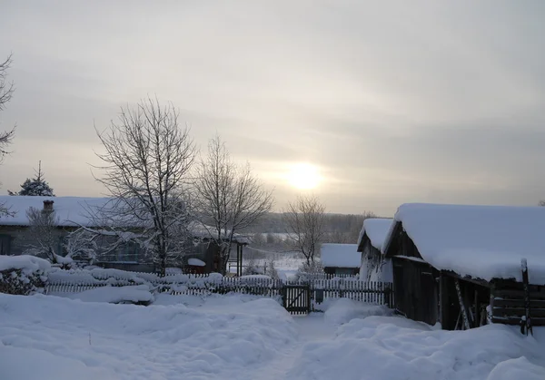 Winter in Russian village — Stock Photo, Image
