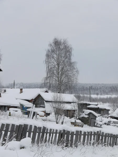 Inverno nel villaggio russo — Foto Stock