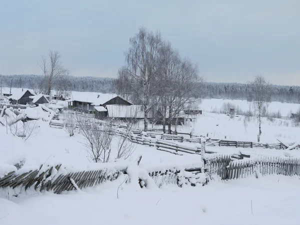 Vinter i ryska byn — Stockfoto