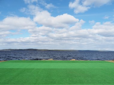 artificial turf on the lake clipart