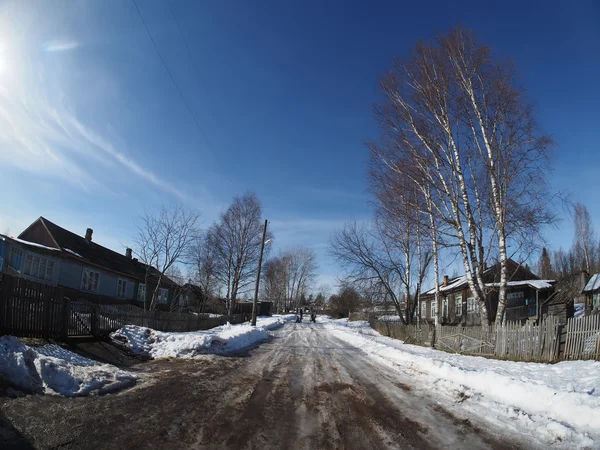 Droga w zimie wieś — Zdjęcie stockowe
