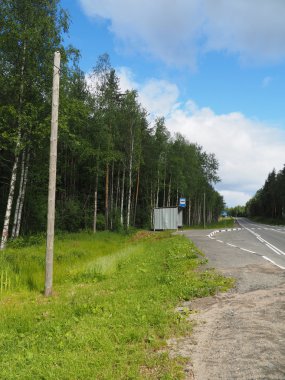 otobüs durağı ormandaki