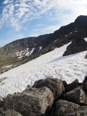 Snowfield dağlarda. hibiny