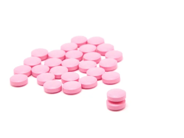 Pink Tablets On A White Background Pills Close Stock Photo 22044495