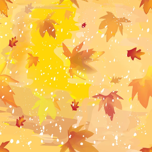 Abstract seamless autumnal background with leaf fall and snowfall — Stock Vector
