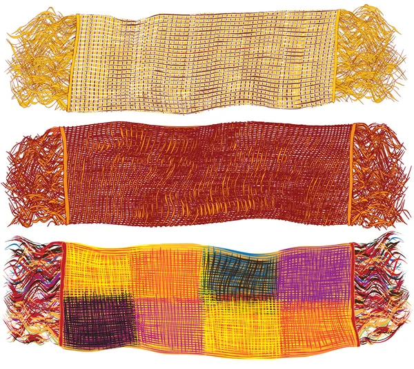 Conjunto de coloridas bufandas de lana aisladas sobre fondo blanco — Vector de stock