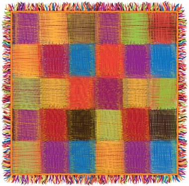 renkli kareli yorgan Pötikareli ekose saçak ile