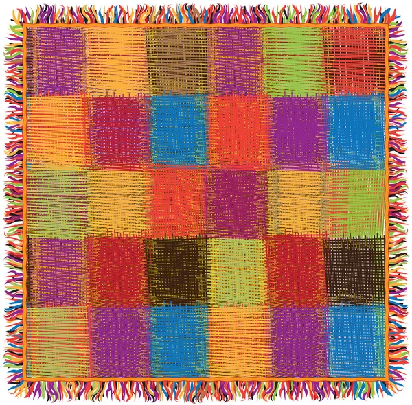 renkli kareli yorgan Pötikareli ekose saçak ile