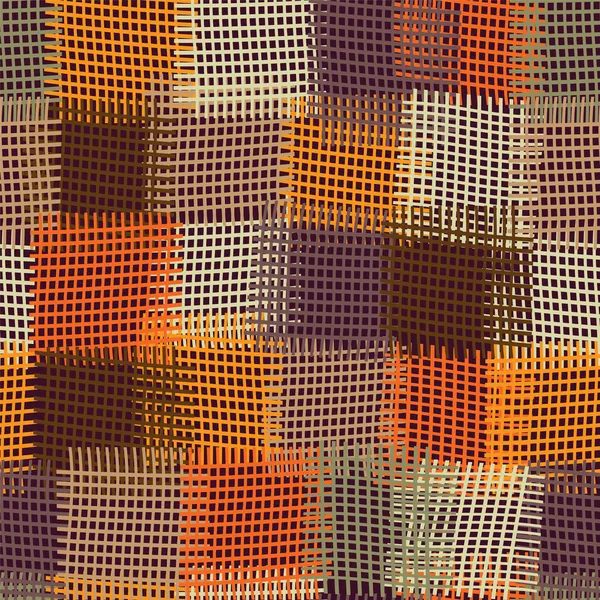 Гранж клетчатое и полосатое бесшовное разноцветное одеяло — стоковый вектор