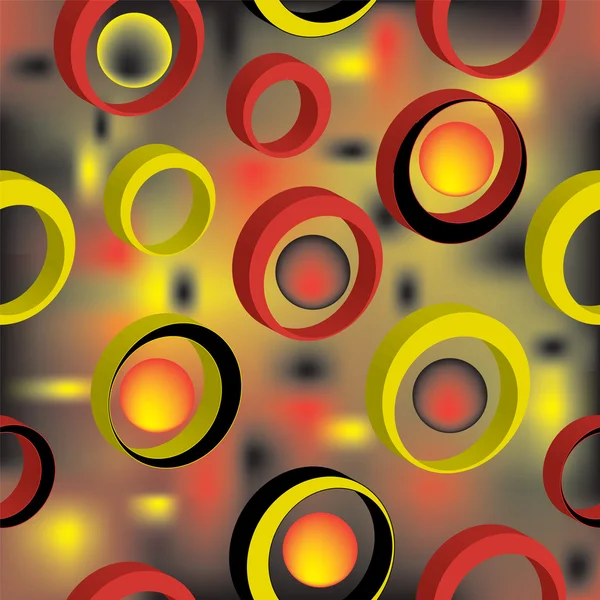 3d bunte Ringe auf Grunge gebeiztem Hintergrund in nahtloser Komposition — Stockvektor
