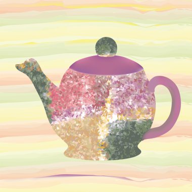 çaydanlık kesintisiz çizgili renkli arka plan üzerinde izole dekoratif lekeli model ile