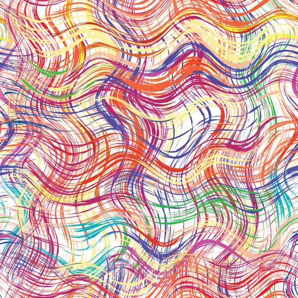 Grunge striped wavy rainbow seamless pattern — Stock Vector