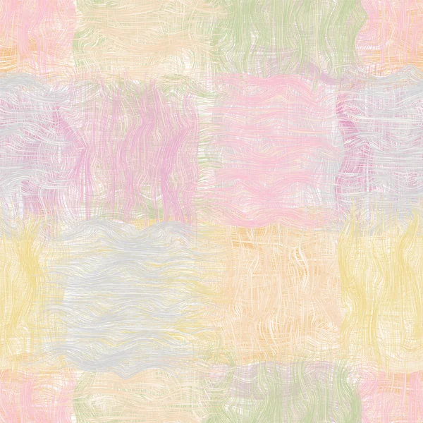 Grunge gestreepte golvende quilt naadloze patroon in pastel kleuren — Stockvector