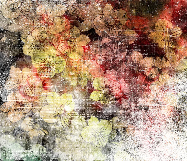 Floral grunge stained and striped aged colorful background — Stock Photo, Image