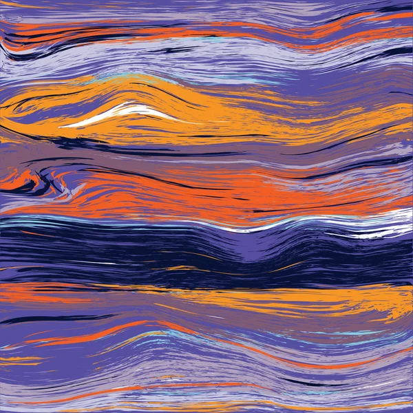 Grunge 条纹和染着五颜六色的涟漪的波浪抽象背景 — 图库矢量图片