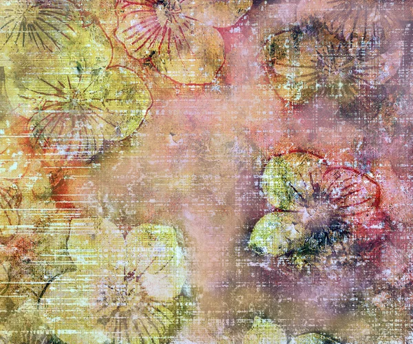 Grunge manchado e listrado fundo floral — Fotografia de Stock