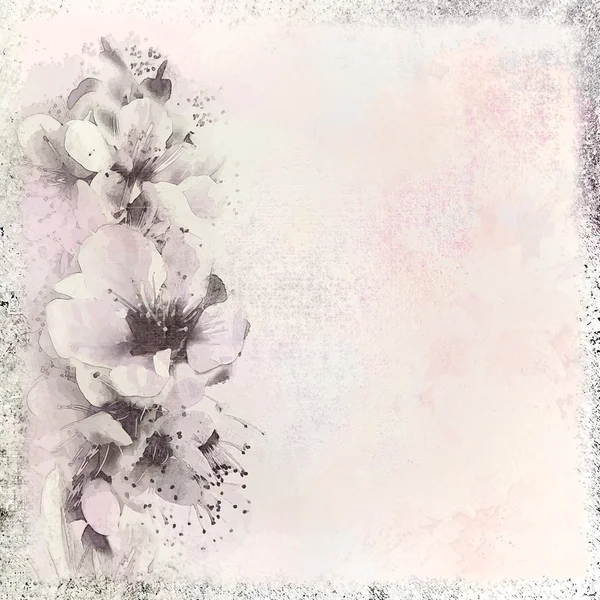 Grunge gekleurd vintage floral wenskaart — Stockfoto