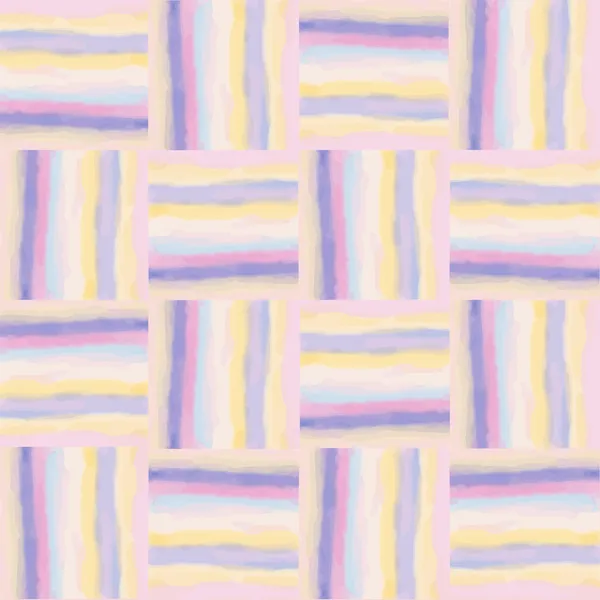 市松模様のグランジ ストライプ カラフルな水彩シームレスなパターン — ストックベクタ