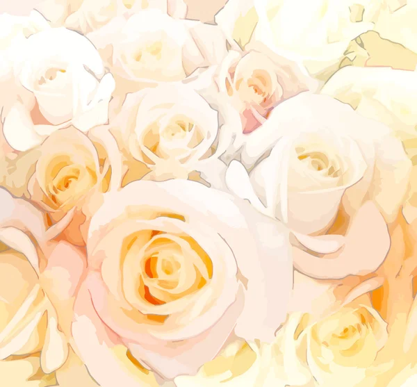 Fondo floral con rosas estilizadas en colores pastel — Vector de stock