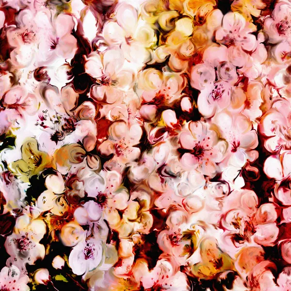 Fundo floral com flores de cereja coloridas estilizadas — Fotografia de Stock