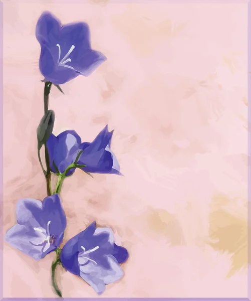 Carte florale de voeux avec des bluebells sur fond teinté grunge — Image vectorielle