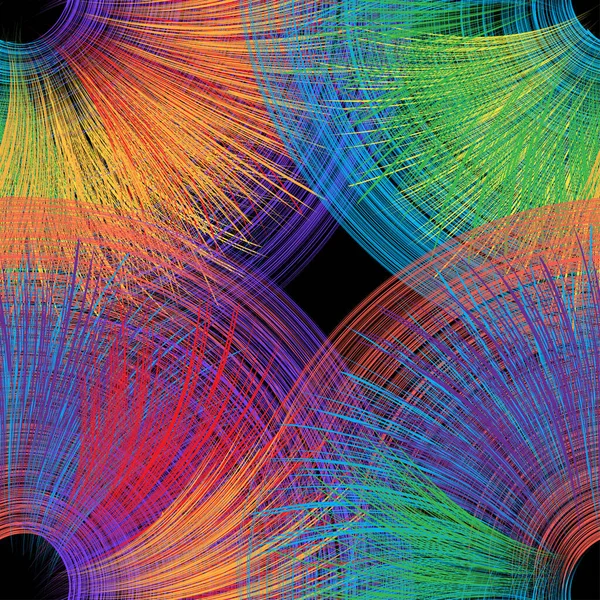 Seamless Vivid Background Rainbow Grunge Stripe Disks Black Backdrop Web — Stock Vector