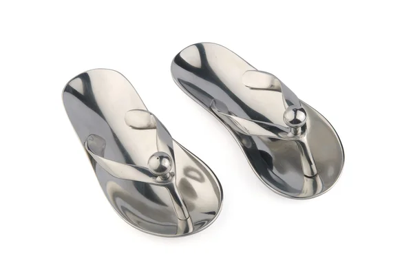 Metalliska flip flops — Stockfoto