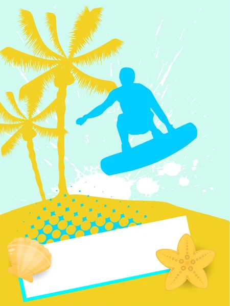 Surfer op zomer achtergrond — Stockvector