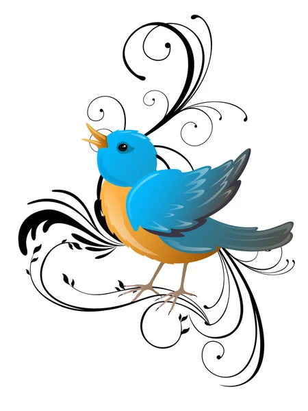 Цветочный дизайн с птицами — стоковый вектор