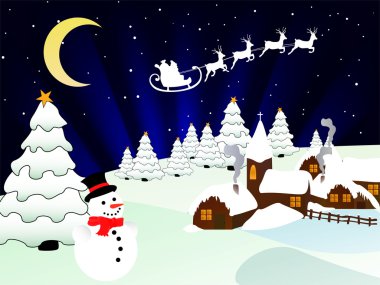 kış sahne - Noel kartı