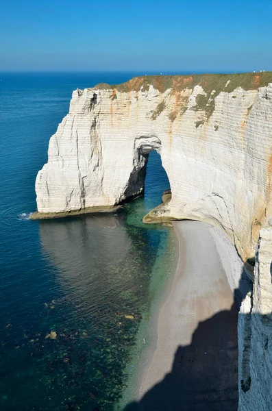 Híres Természetes Arche Manneporte Downstream Sziklákon Található Etretat Romániában Haute — Stock Fotó