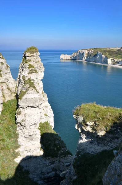 Famous Cliffs Etretat Commune Seine Maritime Department Haute Normandie Region — Stock Photo, Image