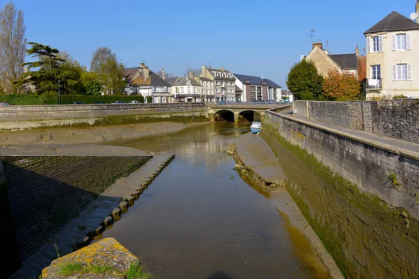 Chenal Low Tide Town Isigny Sur Mer Commune Calvados Department — Stok fotoğraf