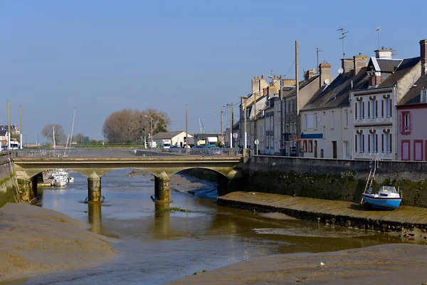 Chenal Bridge Low Tide Town Isigny Sur Mer Commune Calvados — Stock fotografie